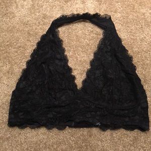 Black halter lace bralette